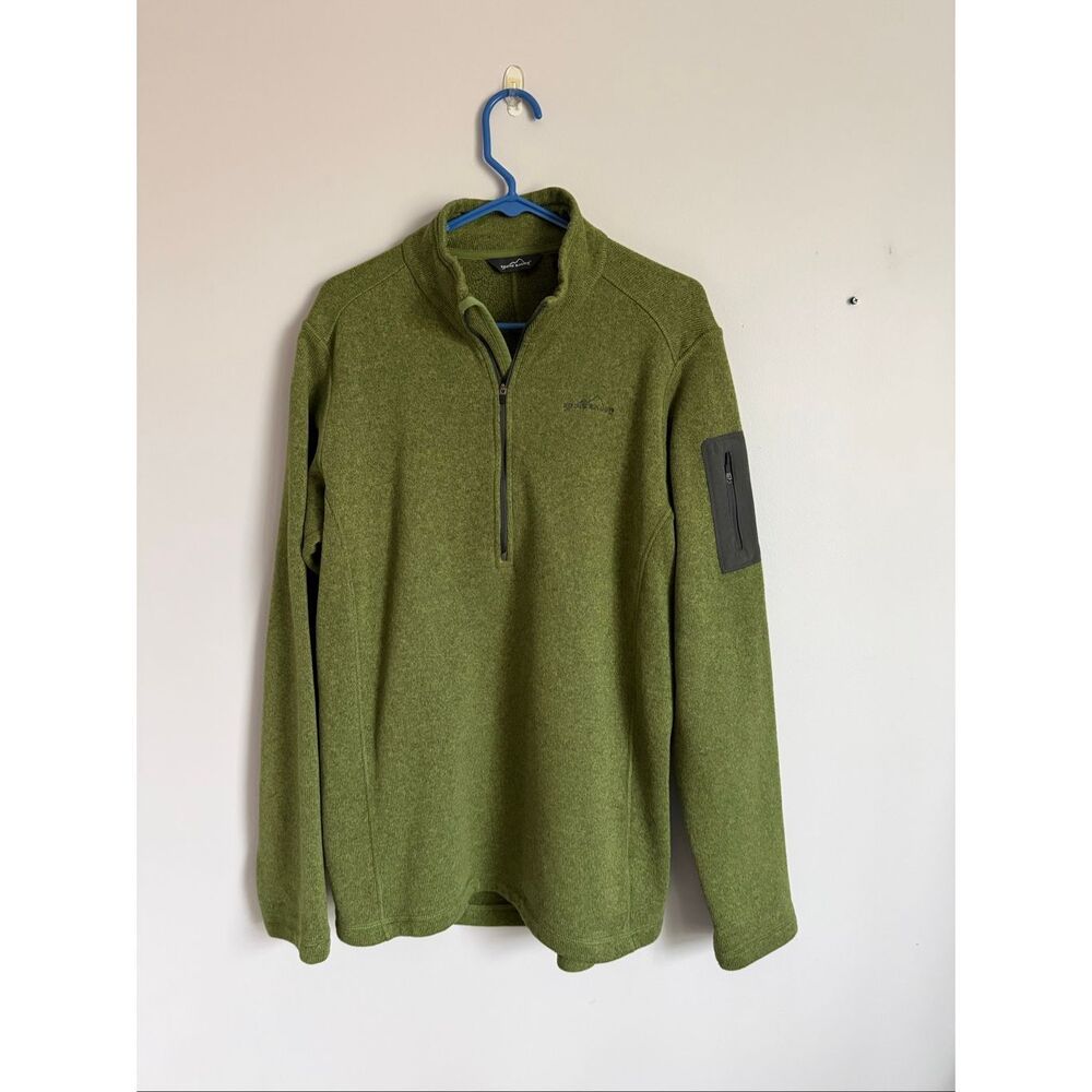 Men’s Eddie Bauer Green Fleece-Lined 1/2-Zip Sweater Tall Large